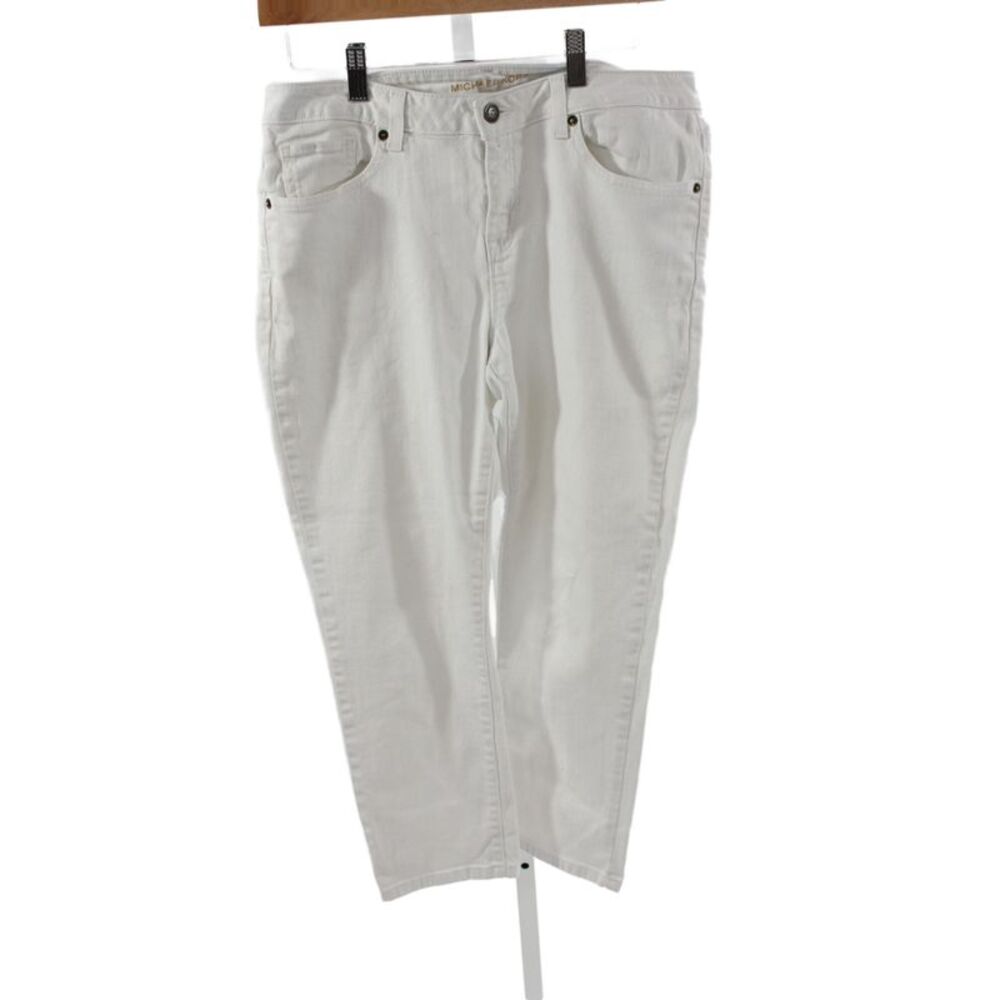 Michael Kors Women Cropped White Cotton Jeans Button Size 8
